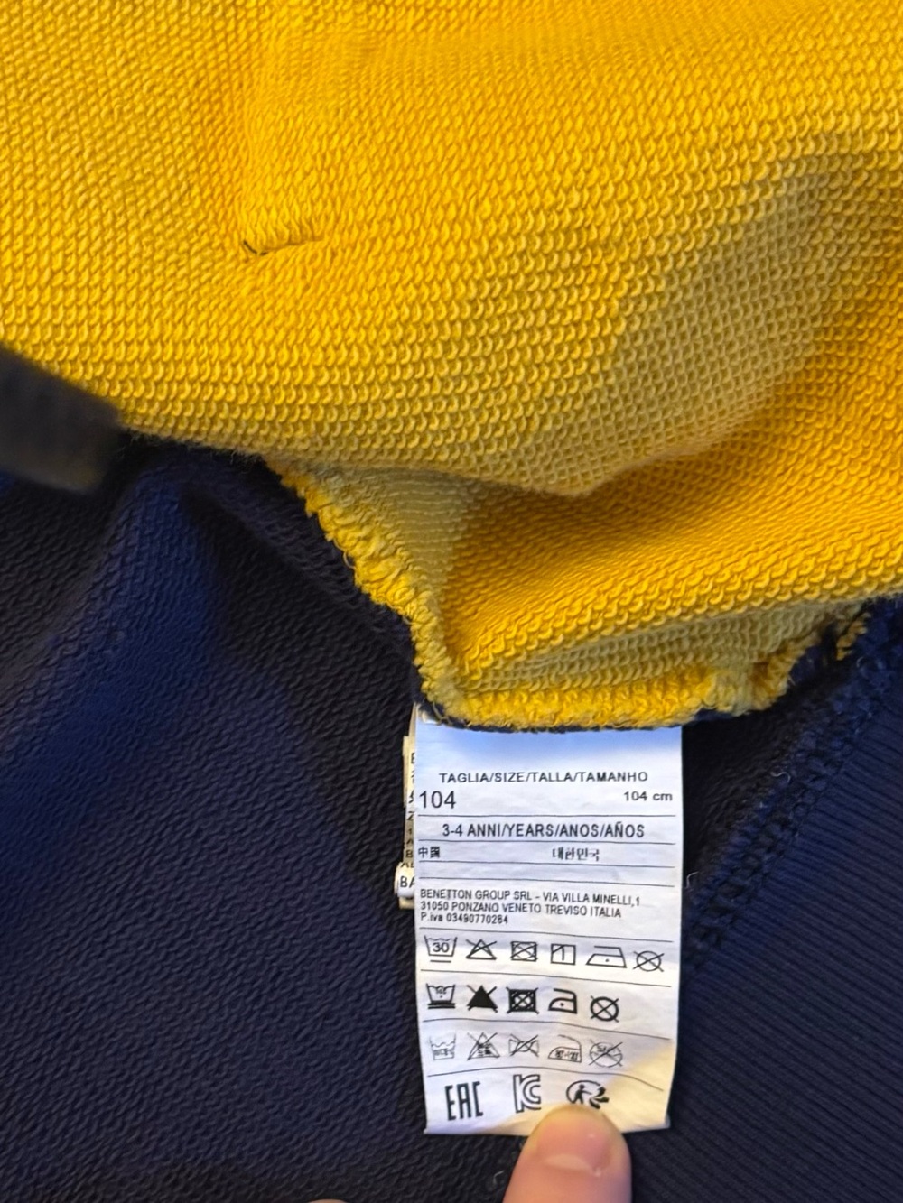United Colors of Benetton Kids Colorblock Zip Hoodie 3-4Y 104cm - Picture 6 of 6